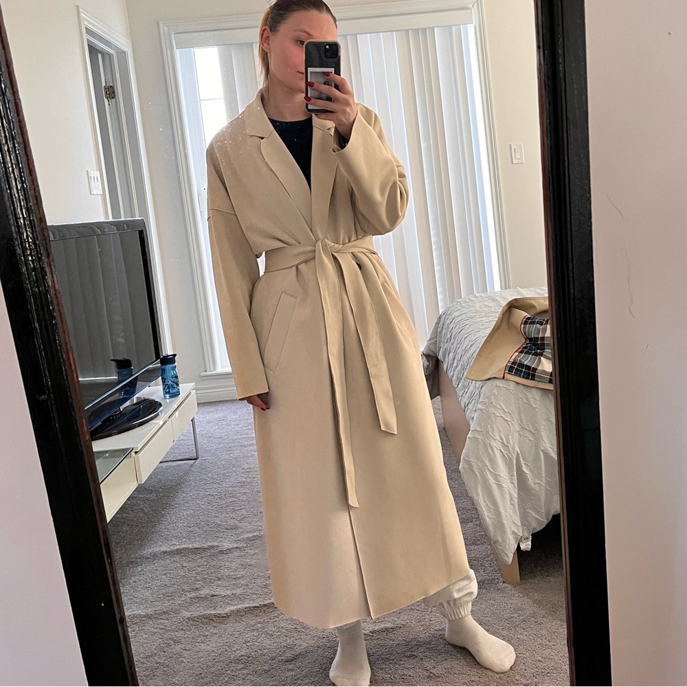 Suede trench coat